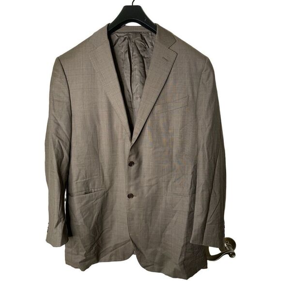 Loro Piana wool blazer suit jacket brown pattern men's size 58 - Picture 1 of 7